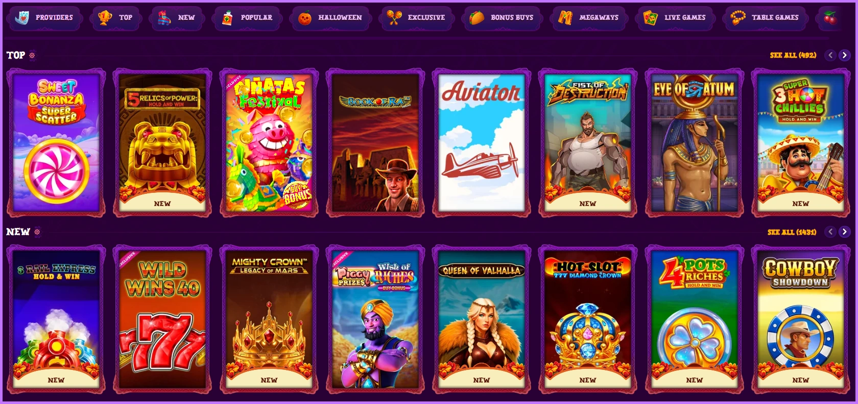 Complete collection of all slot machines at Duospin