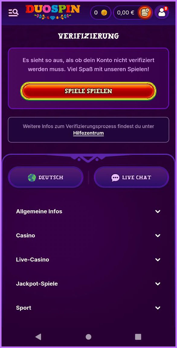 DuospinVerifizierung – Dokument hochladen zur Kontobestätigung