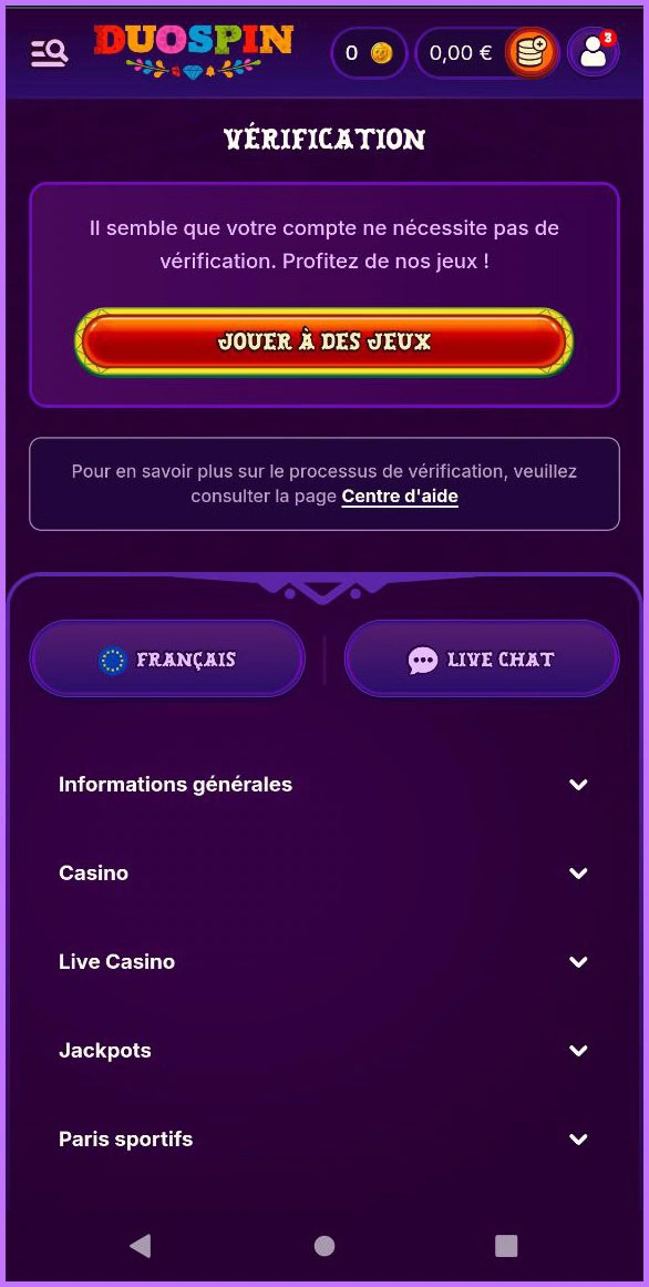 Compte nouveau joueur – inscription et vérification chez Duospin